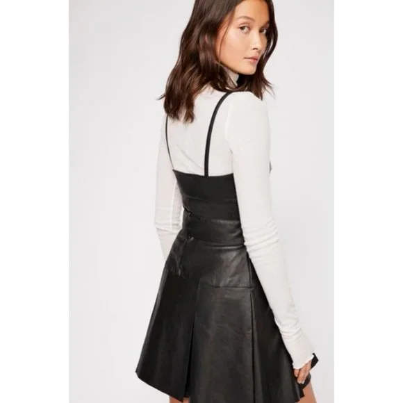 Sweet Talk Vegan Leather Mini Dress by Free People Sweet Talk Vegan Leather Mini Dress by Free People